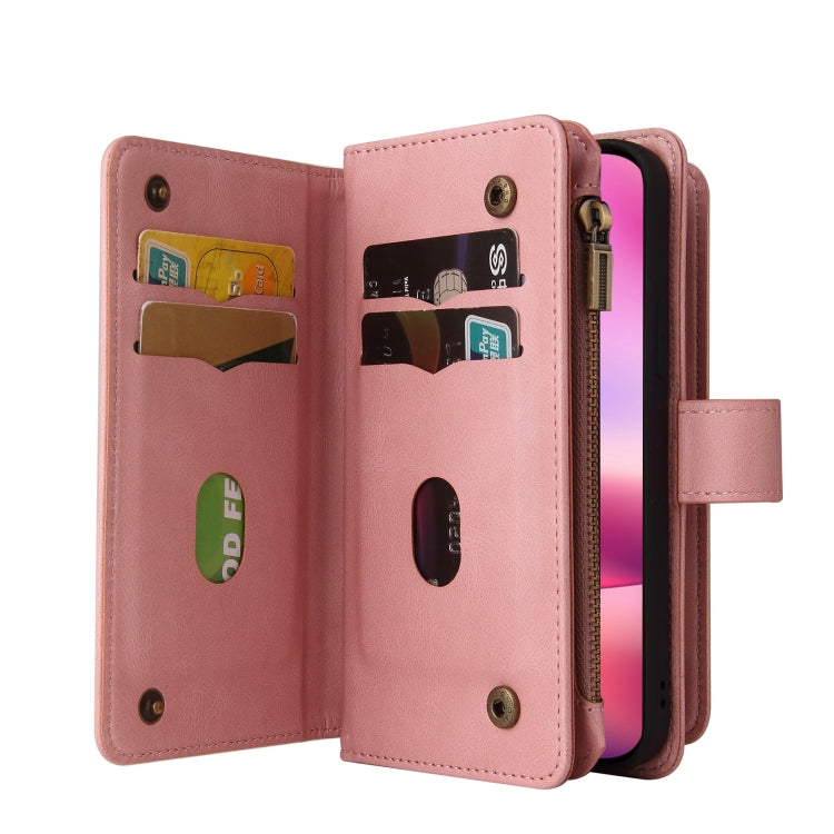 For iPhone 16 Skin Feel Multi Card Slots Zipper Wallet Leather Phone Case