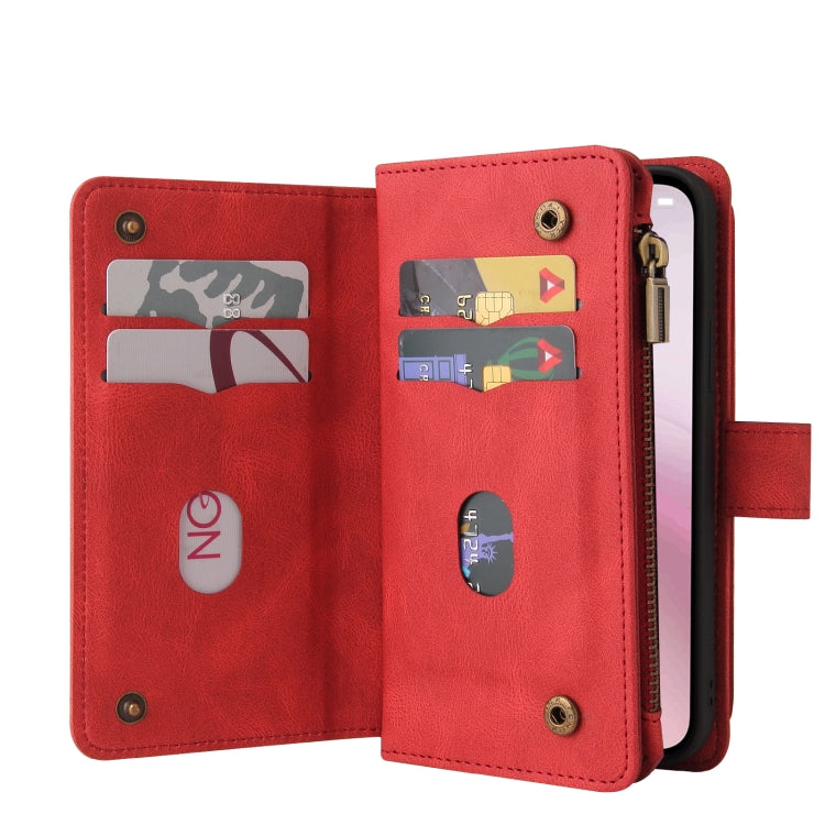 For iPhone 17e / 16e Skin Feel Multi Card Slots Zipper Wallet Leather Phone Case