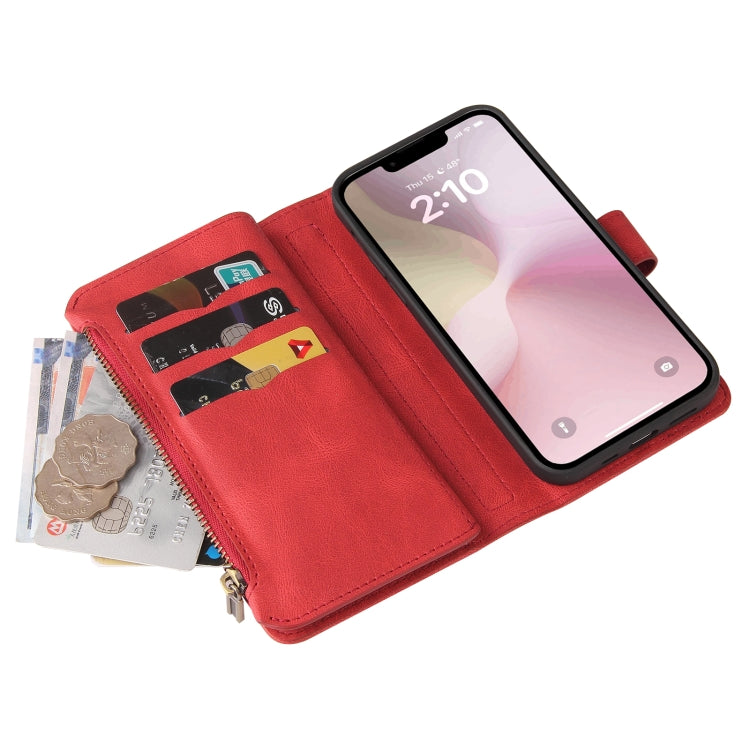 For iPhone 17e / 16e Skin Feel Multi Card Slots Zipper Wallet Leather Phone Case