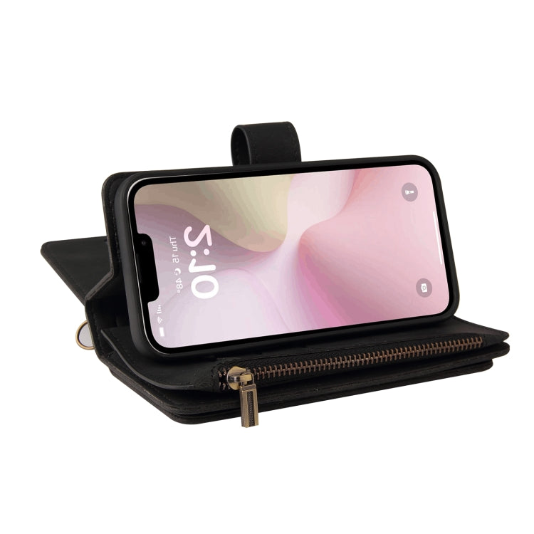For iPhone 17e / 16e Skin Feel Multi Card Slots Zipper Wallet Leather Phone Case