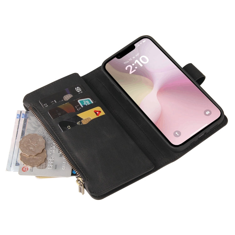 For iPhone 17e / 16e Skin Feel Multi Card Slots Zipper Wallet Leather Phone Case
