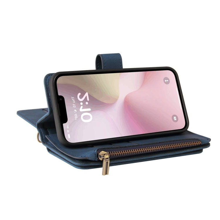 For iPhone 17e / 16e Skin Feel Multi Card Slots Zipper Wallet Leather Phone Case