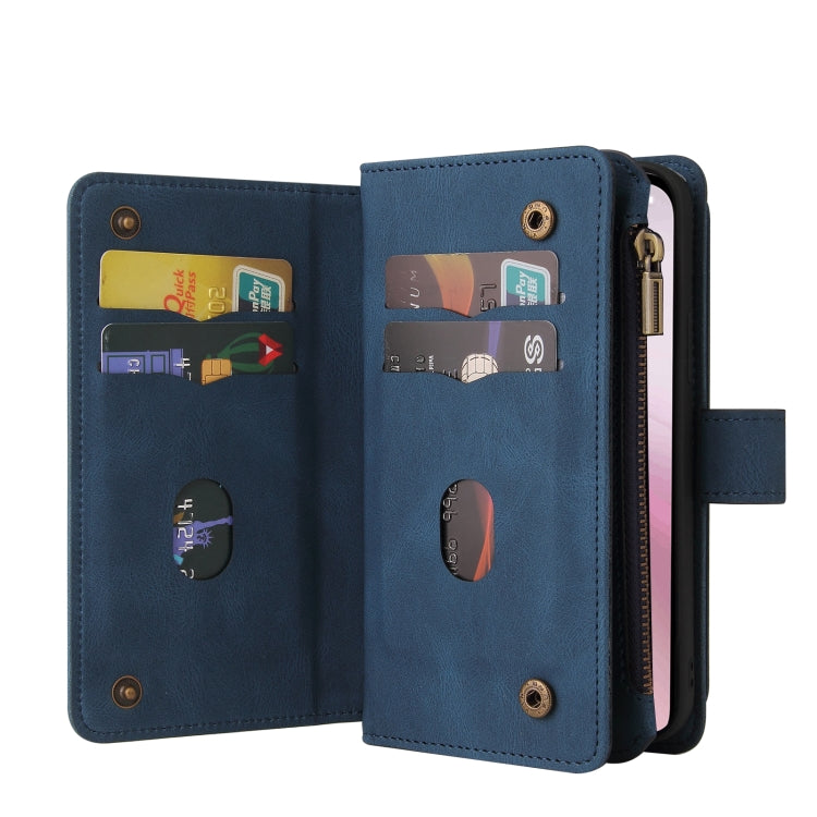 For iPhone 17e / 16e Skin Feel Multi Card Slots Zipper Wallet Leather Phone Case