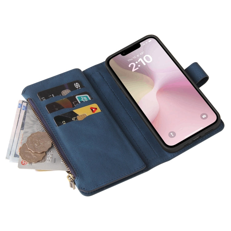 For iPhone 17e / 16e Skin Feel Multi Card Slots Zipper Wallet Leather Phone Case