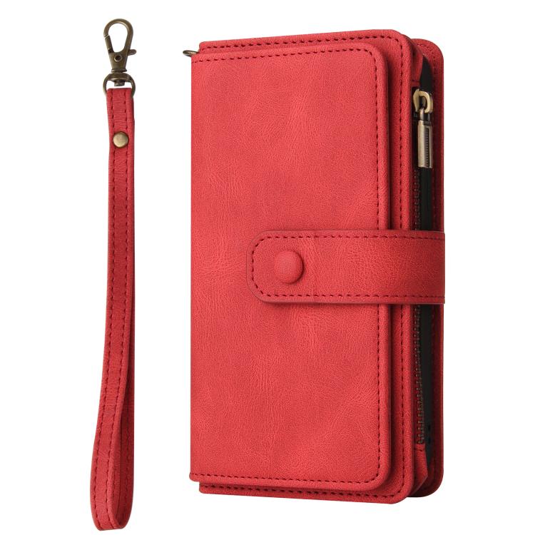 For iPhone 17 Pro Max Skin Feel Multi Card Slots Zipper Wallet Leather Phone Case