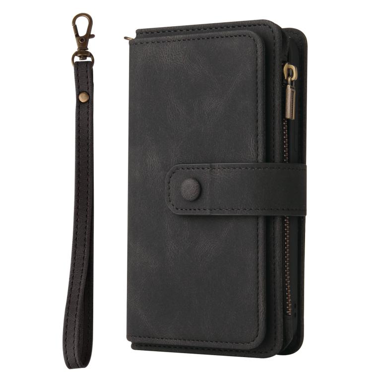 For iPhone 17 Pro Max Skin Feel Multi Card Slots Zipper Wallet Leather Phone Case