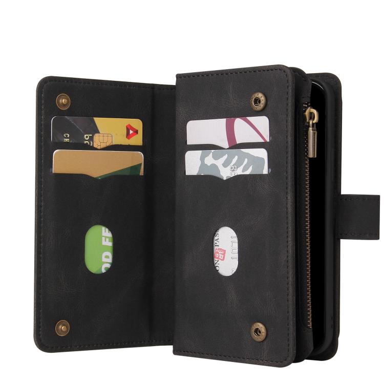 For iPhone 17 Pro Max Skin Feel Multi Card Slots Zipper Wallet Leather Phone Case