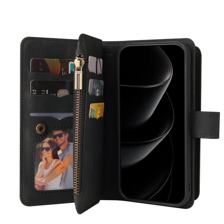 For iPhone 17 Pro Max Skin Feel Multi Card Slots Zipper Wallet Leather Phone Case