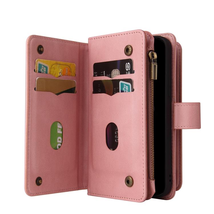 For iPhone 17 Pro Skin Feel Multi Card Slots Zipper Wallet Leather Phone Case