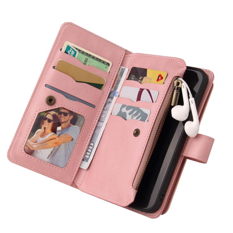 For iPhone 17 Pro Skin Feel Multi Card Slots Zipper Wallet Leather Phone Case
