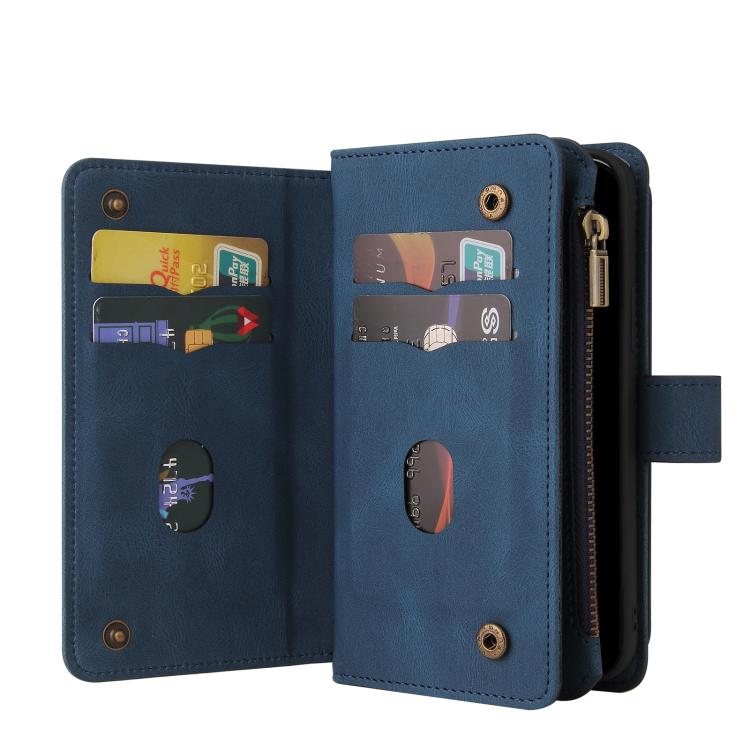 For iPhone 17 Pro Skin Feel Multi Card Slots Zipper Wallet Leather Phone Case