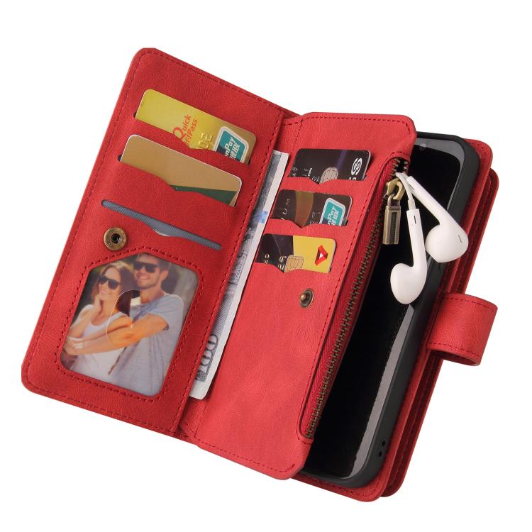 For iPhone 17 Skin Feel Multi Card Slots Zipper Wallet Leather Phone Case