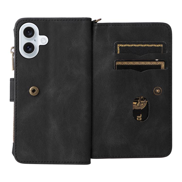 For iPhone 17 Skin Feel Multi Card Slots Zipper Wallet Leather Phone Case