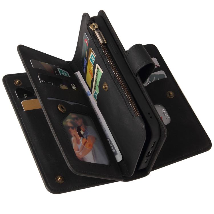 For iPhone 17 Skin Feel Multi Card Slots Zipper Wallet Leather Phone Case