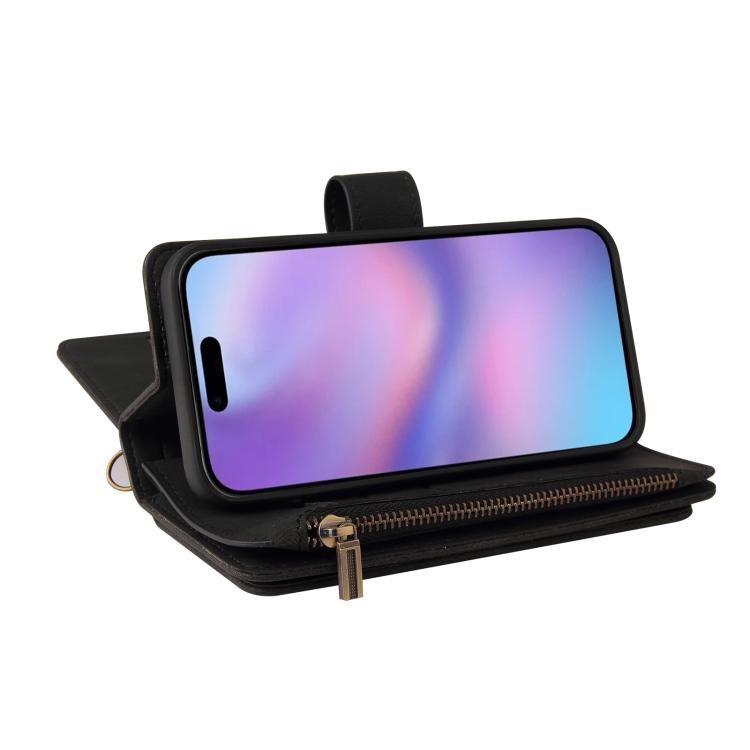 For iPhone 17 Skin Feel Multi Card Slots Zipper Wallet Leather Phone Case