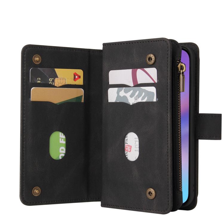 For iPhone 17 Skin Feel Multi Card Slots Zipper Wallet Leather Phone Case