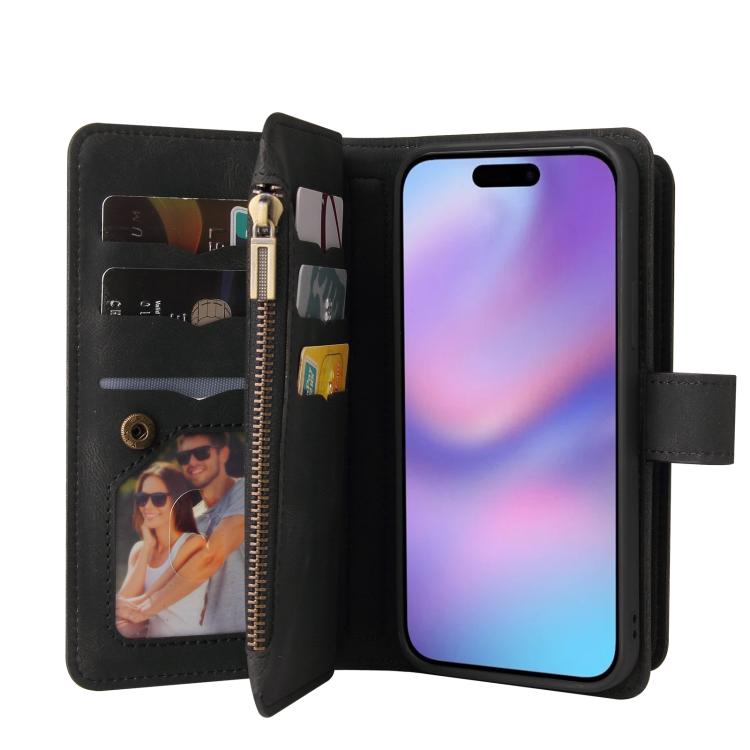 For iPhone 17 Skin Feel Multi Card Slots Zipper Wallet Leather Phone Case