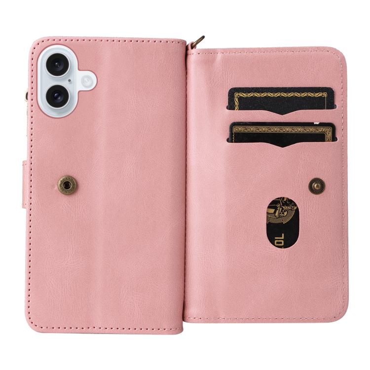For iPhone 17 Skin Feel Multi Card Slots Zipper Wallet Leather Phone Case