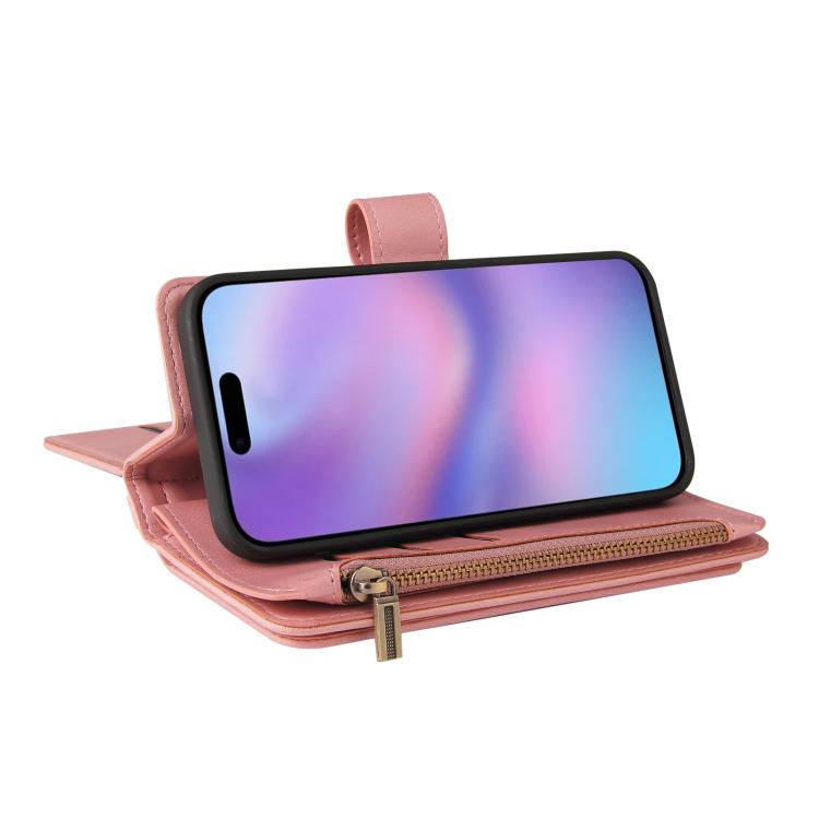 For iPhone 17 Skin Feel Multi Card Slots Zipper Wallet Leather Phone Case