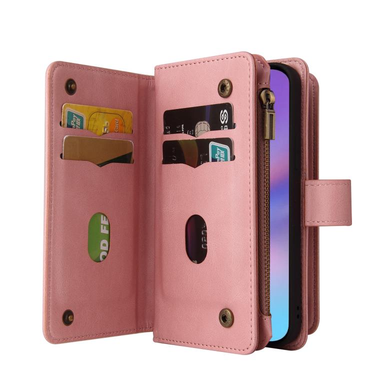 For iPhone 17 Skin Feel Multi Card Slots Zipper Wallet Leather Phone Case