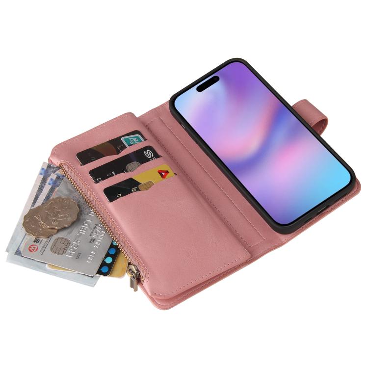 For iPhone 17 Skin Feel Multi Card Slots Zipper Wallet Leather Phone Case