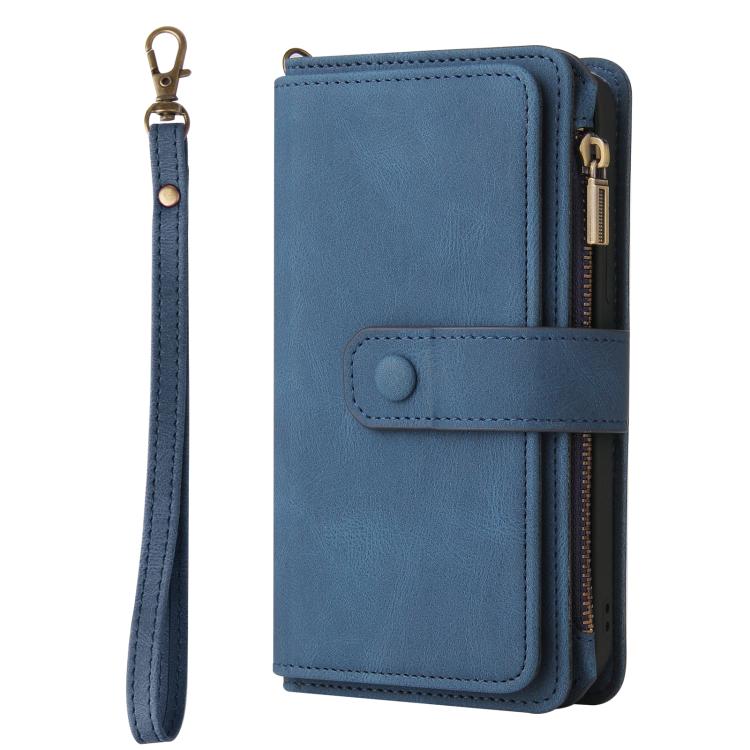 For iPhone 17 Skin Feel Multi Card Slots Zipper Wallet Leather Phone Case