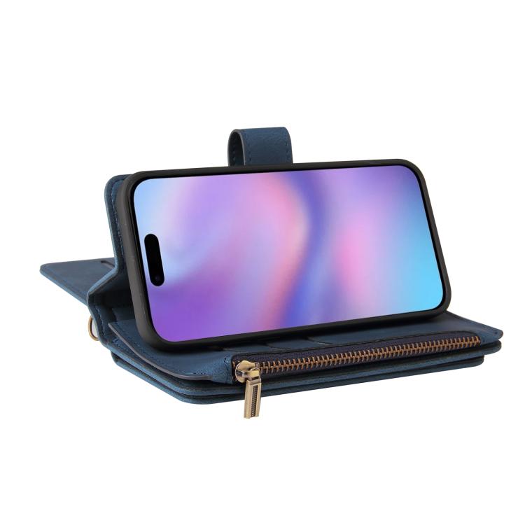 For iPhone 17 Skin Feel Multi Card Slots Zipper Wallet Leather Phone Case