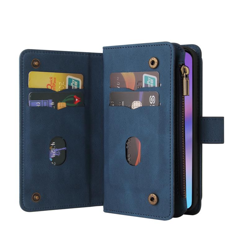For iPhone 17 Skin Feel Multi Card Slots Zipper Wallet Leather Phone Case