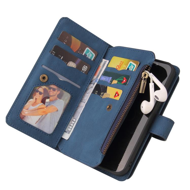 For iPhone 17 Skin Feel Multi Card Slots Zipper Wallet Leather Phone Case