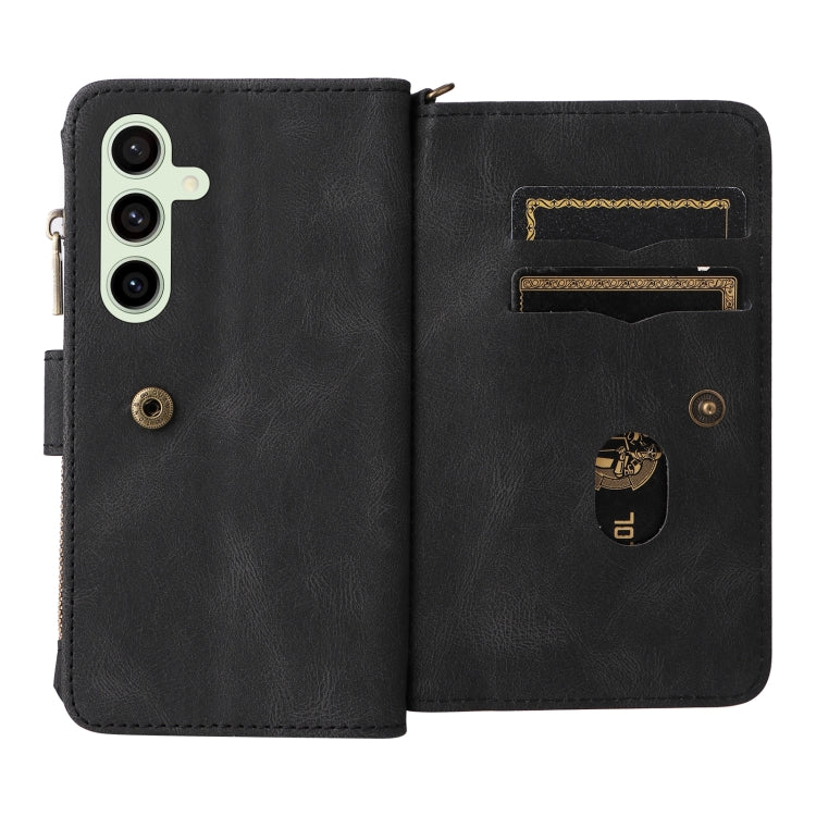 For Galaxy S24 FE 5G Skin Feel Multi Card Slots Zipper Wallet Leather Phone Case