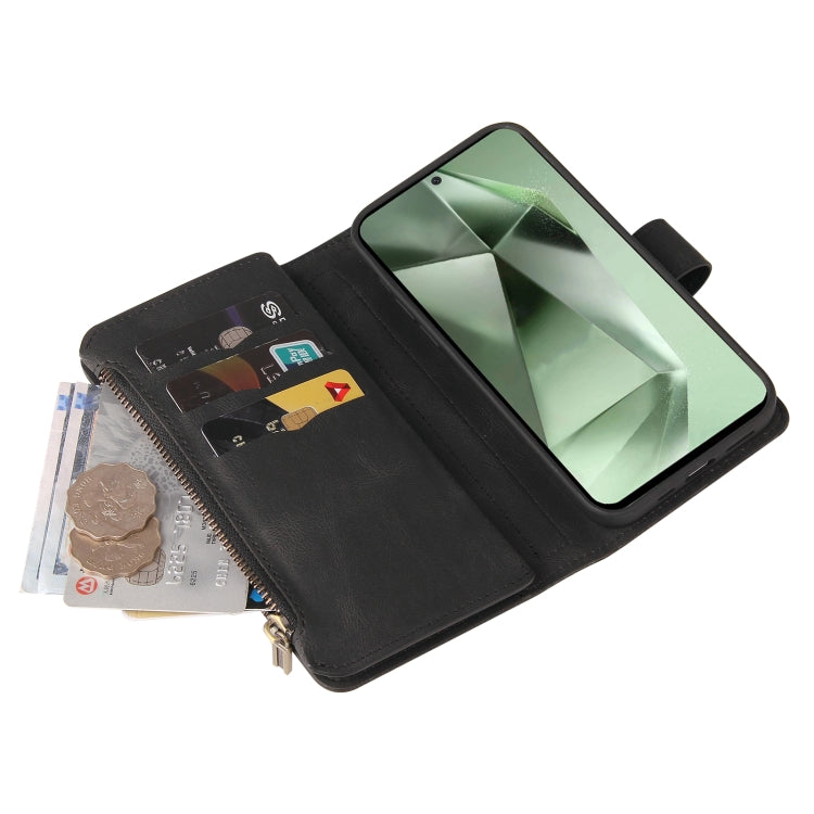 For Galaxy S24 FE 5G Skin Feel Multi Card Slots Zipper Wallet Leather Phone Case