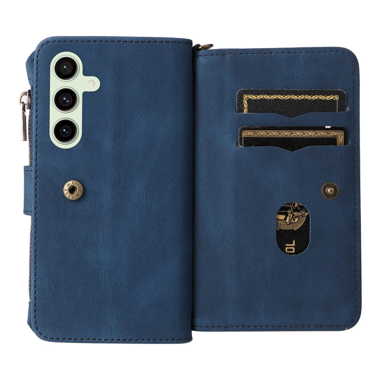 For Galaxy S24 FE 5G Skin Feel Multi Card Slots Zipper Wallet Leather Phone Case