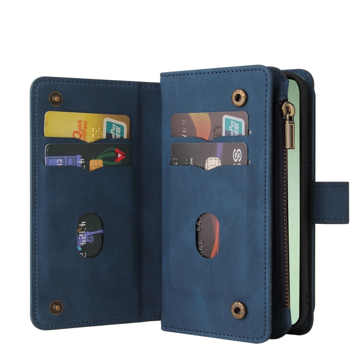 For Galaxy S24 FE 5G Skin Feel Multi Card Slots Zipper Wallet Leather Phone Case