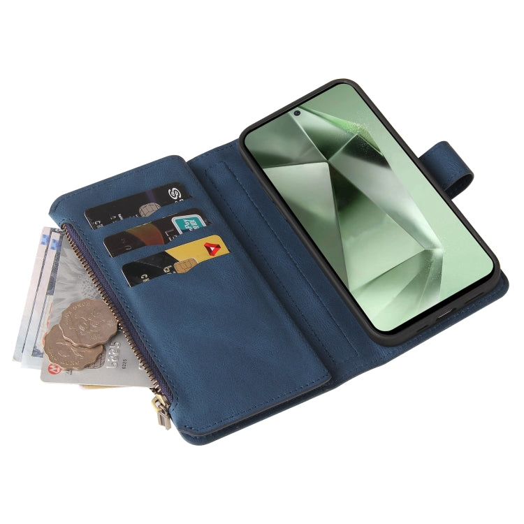For Galaxy S24 FE 5G Skin Feel Multi Card Slots Zipper Wallet Leather Phone Case