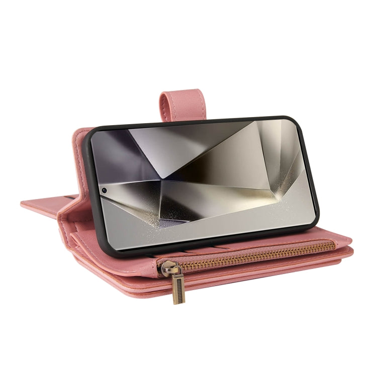 For Galaxy S25 Ultra 5G Skin Feel Multi Card Slots Zipper Wallet Leather Phone Case