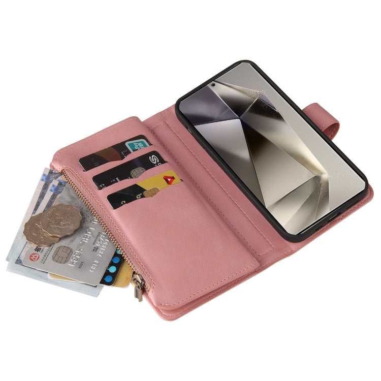 For Galaxy S25 Ultra 5G Skin Feel Multi Card Slots Zipper Wallet Leather Phone Case