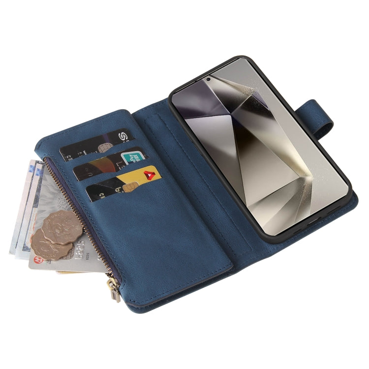 For Galaxy S25 Ultra 5G Skin Feel Multi Card Slots Zipper Wallet Leather Phone Case