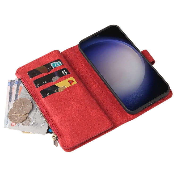 For Galaxy S25 / S24 5G Skin Feel Multi Card Slots Zipper Wallet Leather Phone Case