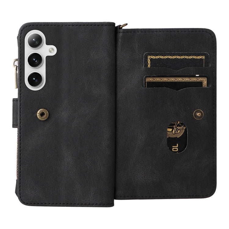 For Galaxy S25 / S24 5G Skin Feel Multi Card Slots Zipper Wallet Leather Phone Case