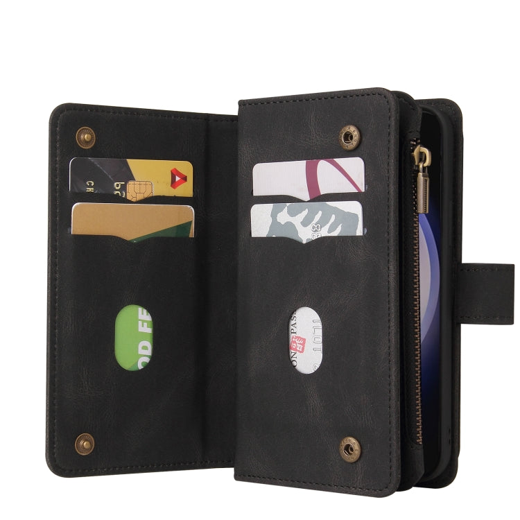 For Galaxy S25 / S24 5G Skin Feel Multi Card Slots Zipper Wallet Leather Phone Case