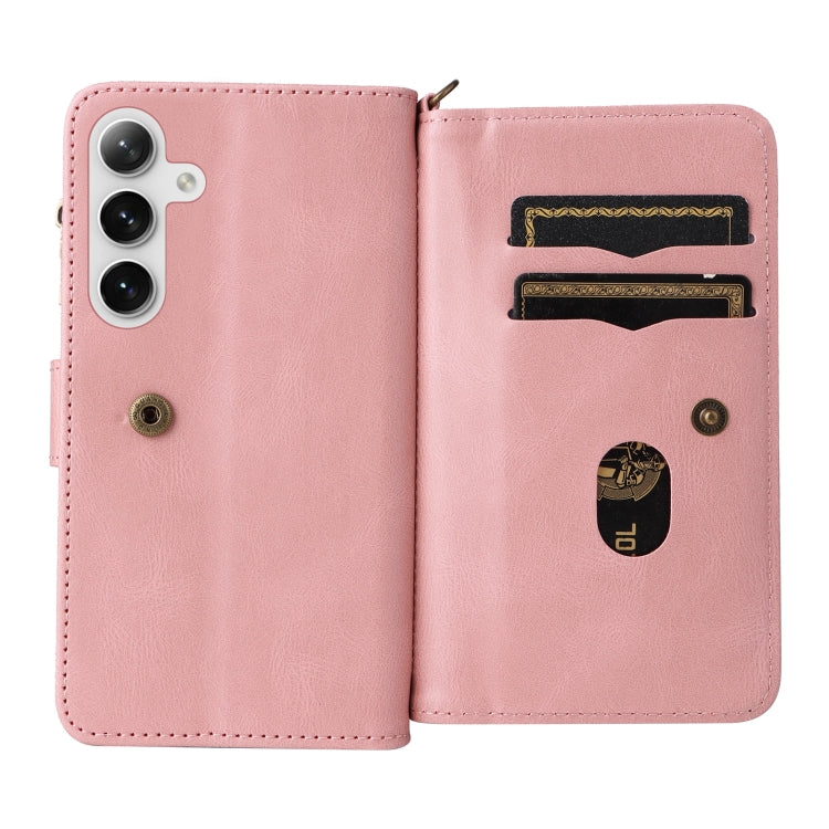 For Galaxy S25 / S24 5G Skin Feel Multi Card Slots Zipper Wallet Leather Phone Case