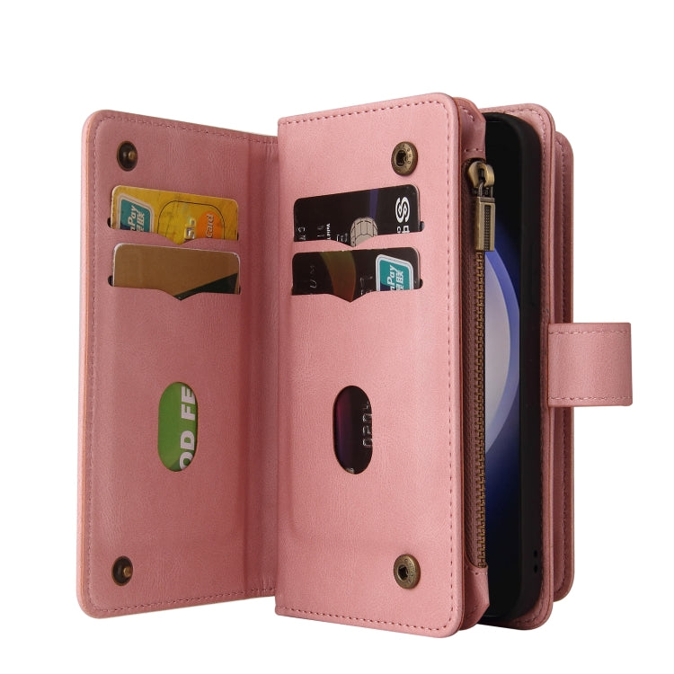 For Galaxy S25 / S24 5G Skin Feel Multi Card Slots Zipper Wallet Leather Phone Case
