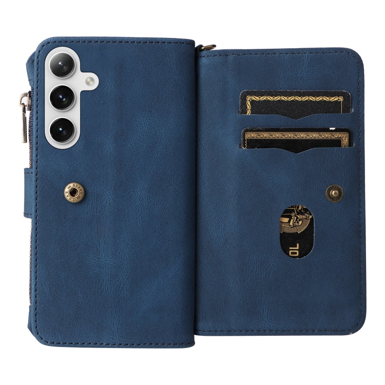 For Galaxy S25 / S24 5G Skin Feel Multi Card Slots Zipper Wallet Leather Phone Case