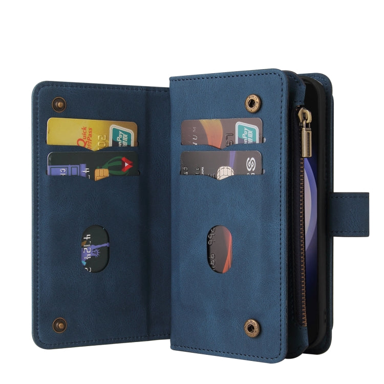 For Galaxy S25 / S24 5G Skin Feel Multi Card Slots Zipper Wallet Leather Phone Case
