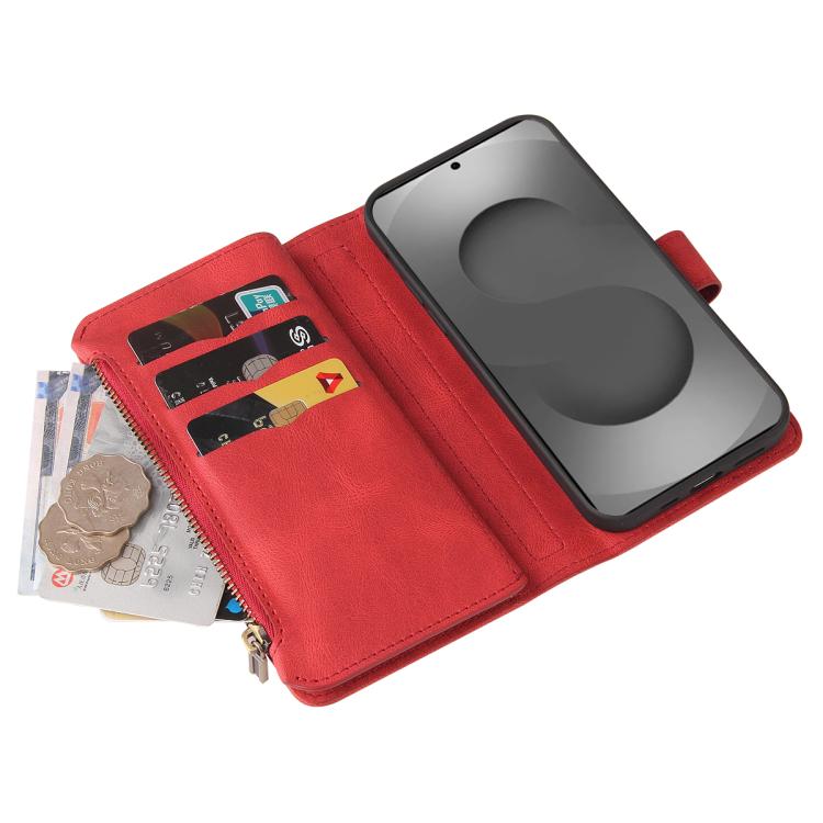 For Galaxy S26 Ultra 5G Skin Feel Multi Card Slots Zipper Wallet Leather Phone Case