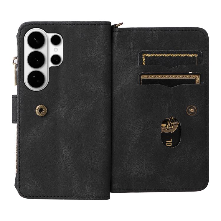 For Galaxy S26 Ultra 5G Skin Feel Multi Card Slots Zipper Wallet Leather Phone Case