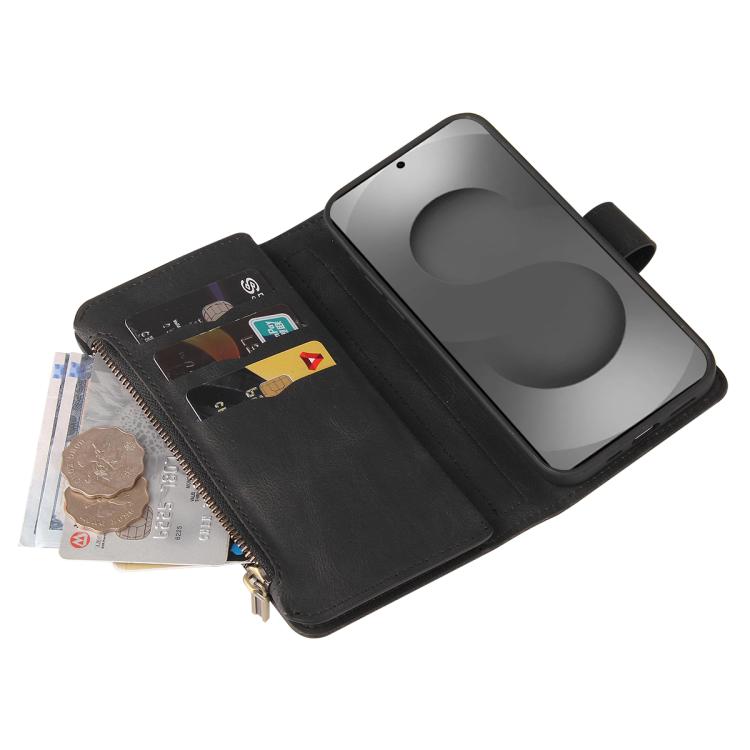 For Galaxy S26 Ultra 5G Skin Feel Multi Card Slots Zipper Wallet Leather Phone Case