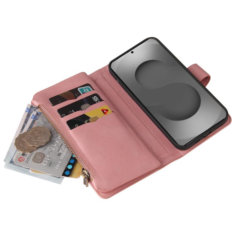 For Galaxy S26 Ultra 5G Skin Feel Multi Card Slots Zipper Wallet Leather Phone Case