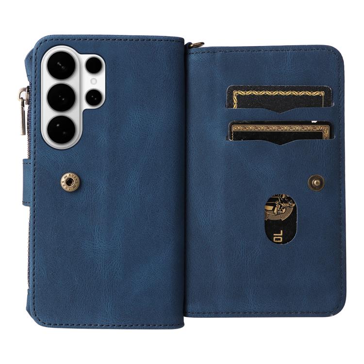 For Galaxy S26 Ultra 5G Skin Feel Multi Card Slots Zipper Wallet Leather Phone Case