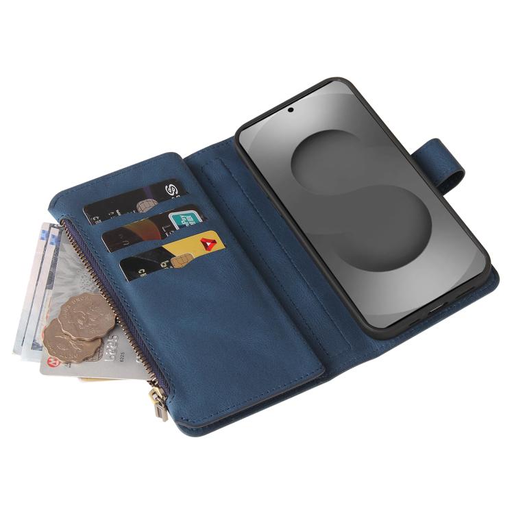 For Galaxy S26 Ultra 5G Skin Feel Multi Card Slots Zipper Wallet Leather Phone Case
